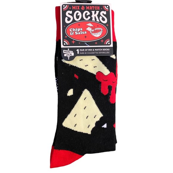 NWT Chips and Salsa Mix and Match Funny Crew Socks Black Mens Womens 12 3 - Picture 2 of 4
